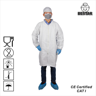 Veste jetable jetable médicale de film microporeux du manteau ISO13485 de laboratoire de la CE