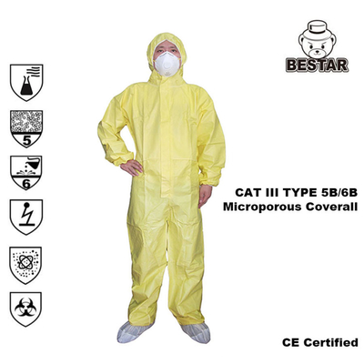 Type du chat III tenue de protection chimique de combinaisons médicales jetables de 5B/6B pour l'hôpital