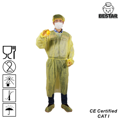 Robes jetables jaunes Non-dangereuses de robes jetables stériles de PPE de polypropylène