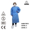 DE NIVEAU 3 robes bleues d'isolement de longues robes jetables de douille d'hôpital de SMS avec des manchettes
