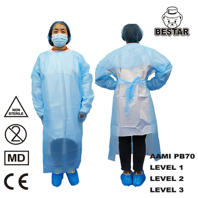PPE de niveau 2 jetable de la robe AAMI PB70 d'isolement certifié par CE habille jetable